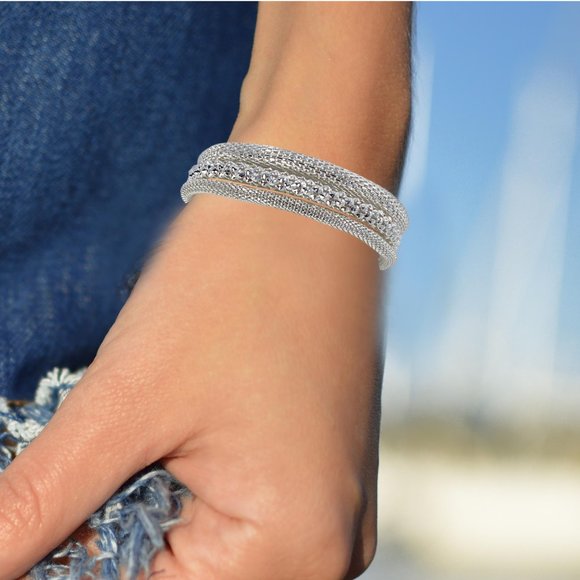 Mesh Chain Stretch Multilayer Bracelets Set of 3 - Picture 5 of 5